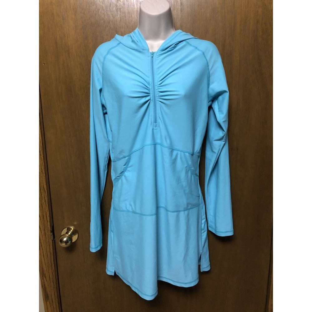 Besserbay sz M COVERUP Shirt Dress Hooded RASH GUARD zipper UPF 50+ Pockets Z22